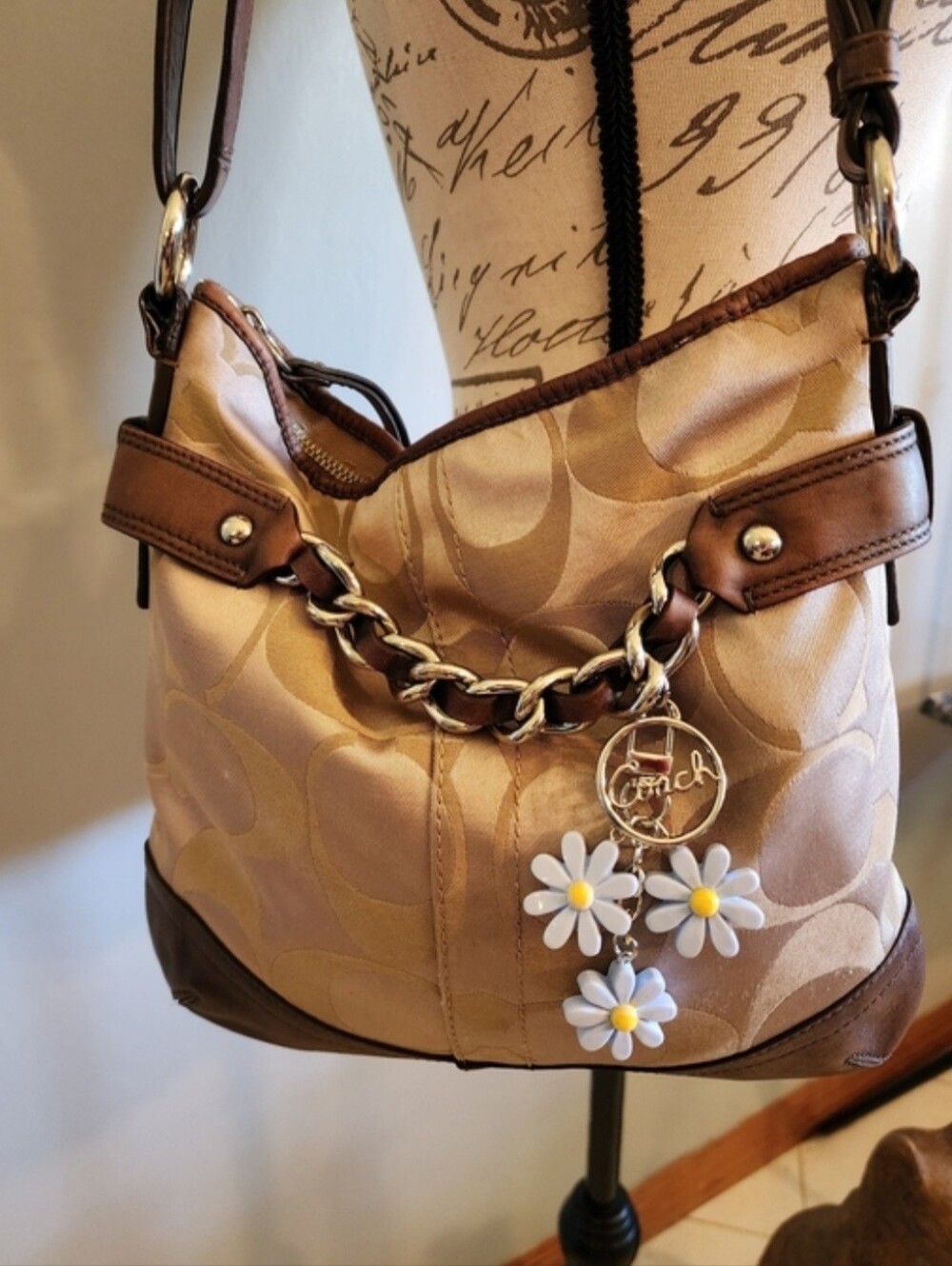Coach Signature Optic Chain Bag In Metalic Bronze - Picture 2 of 12